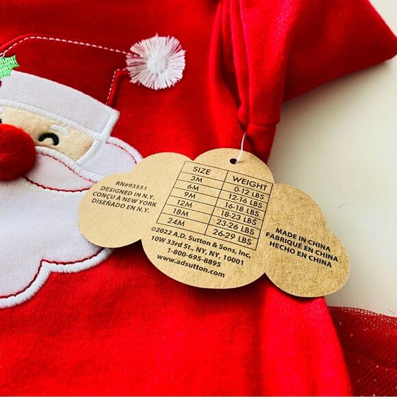 Baby Essentials | 4 Piece Santa Tutu Leg Warmer Bow Outfit NWT 9 Months - Picture 5 of 10